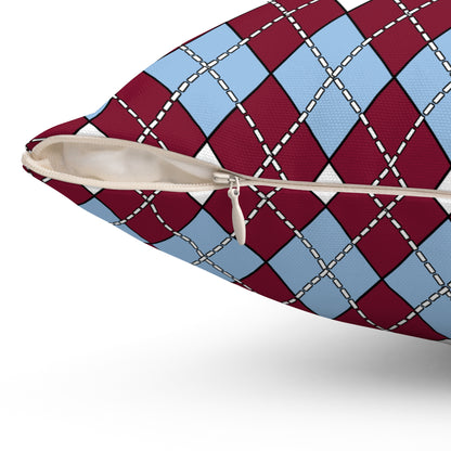 Claret, Blue, White Retro Argyle Cushion Pillow