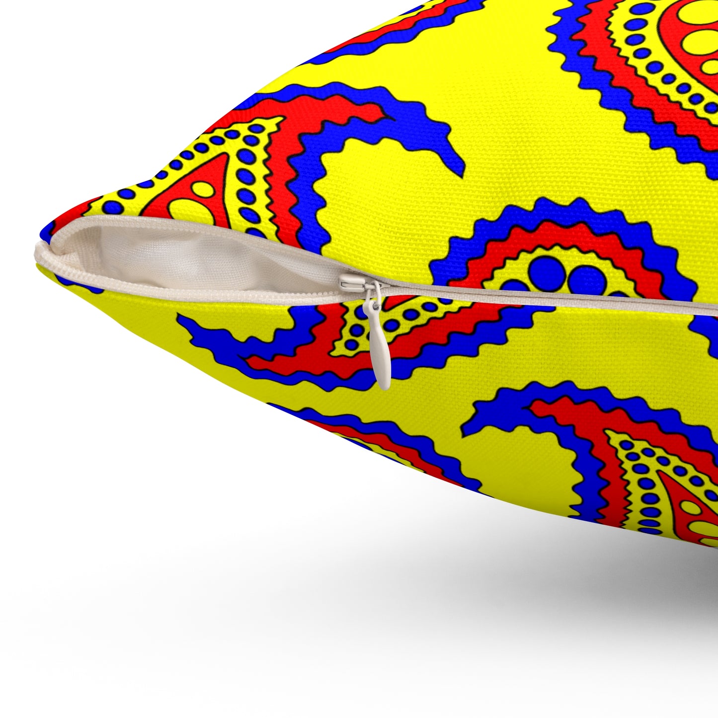 Yellow, Blue, Red Retro Paisley Cushion Pillow
