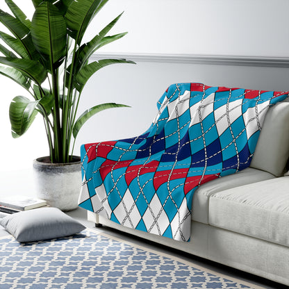 Tuvalu Retro Argyle Blanket Throw