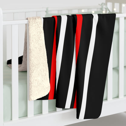 Black, White, Red Retro Stripes Blanket Throw