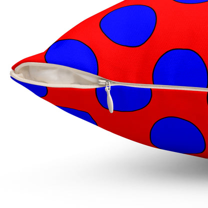 Red, Blue Retro Polka Dots Cushion Pillow