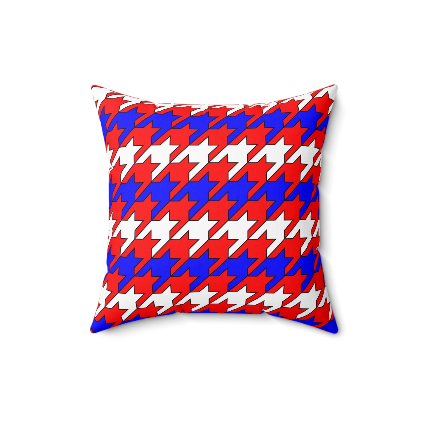 Red, White, Blue Retro Houndstooth Cushion Pillow