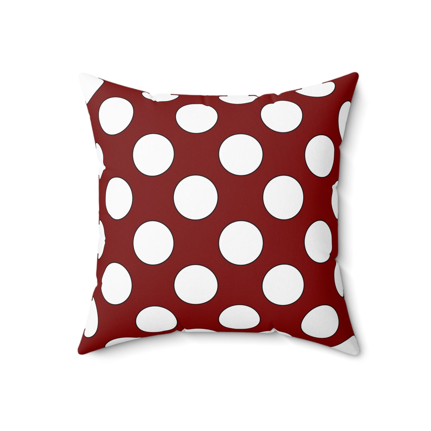 Maroon, White Retro Polka Dots Cushion Pillow