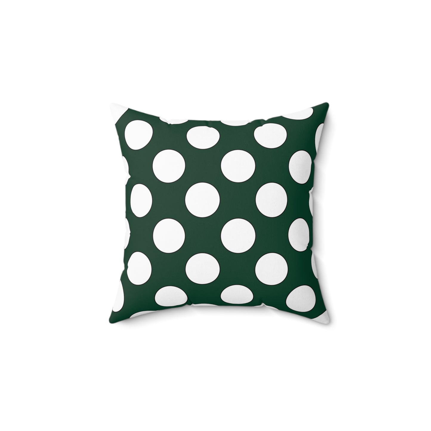Dark Green, White Retro Polka Dots Cushion Pillow