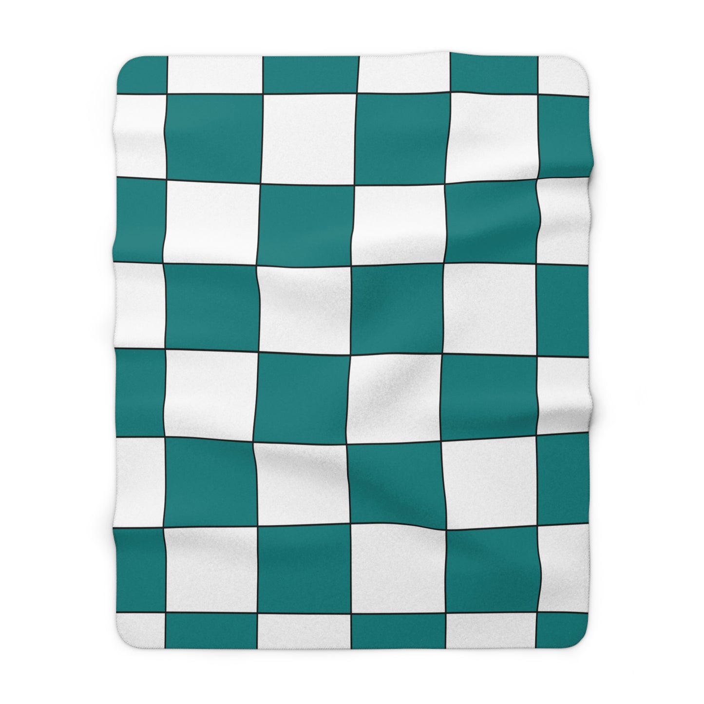 Teal, White Retro Check Blanket Throw