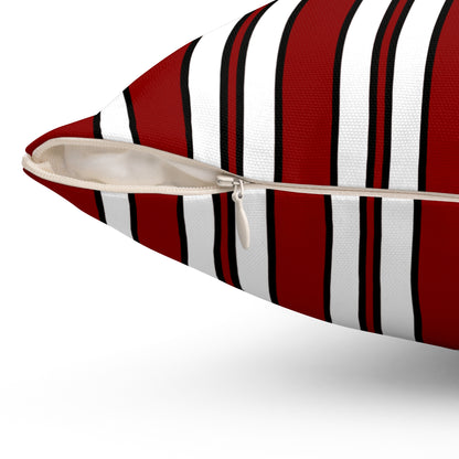 Dark Red, White Retro Stripes Cushion Pillow