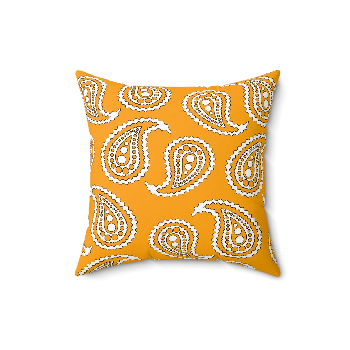 Orange, White Retro Paisley Cushion Pillow