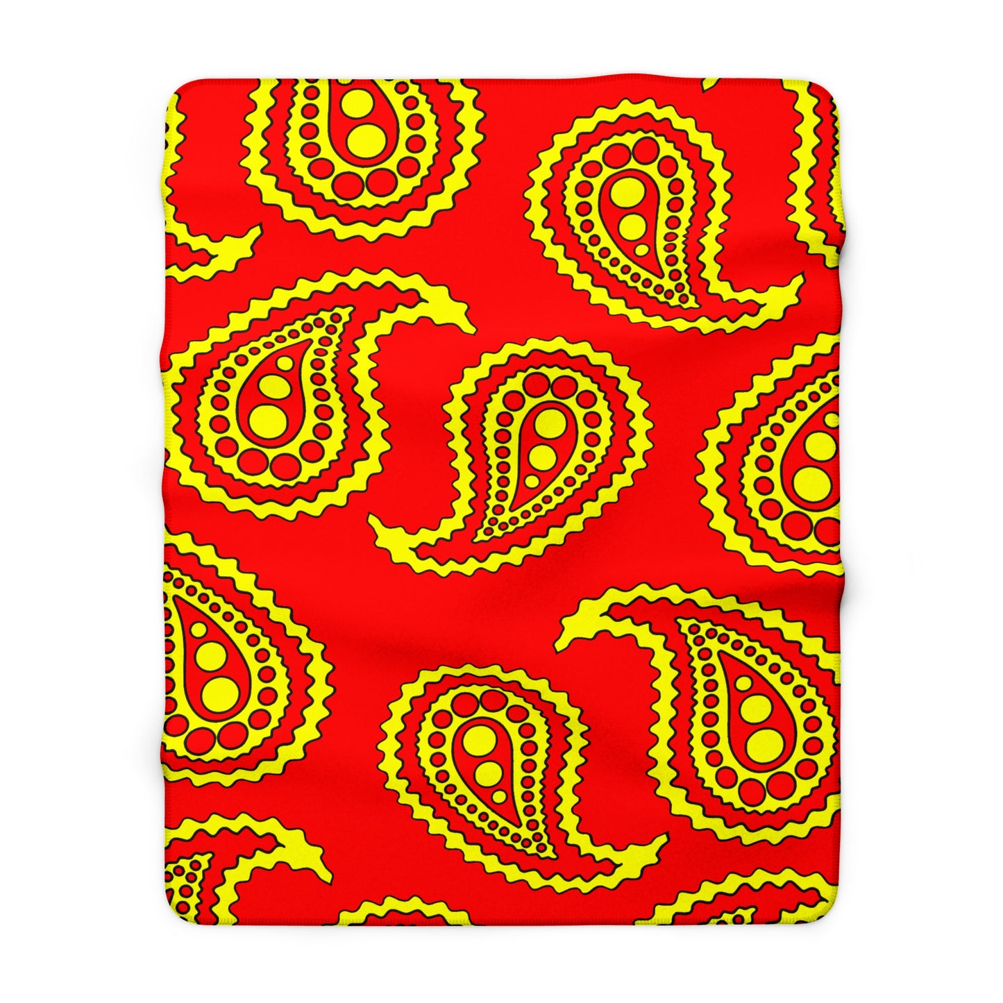 Red, Yellow Retro Paisley Blanket Throw