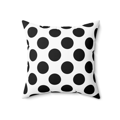 White, Black Retro Polka Dots Cushion Pillow