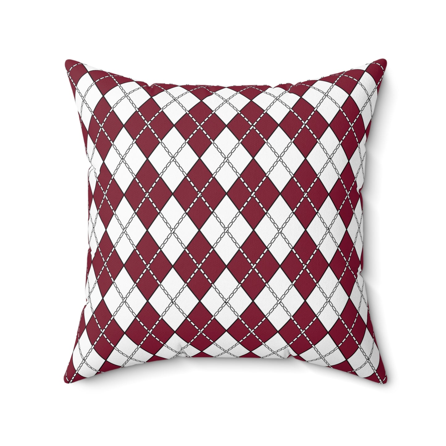 Claret, White Retro Argyle Cushion Pillow