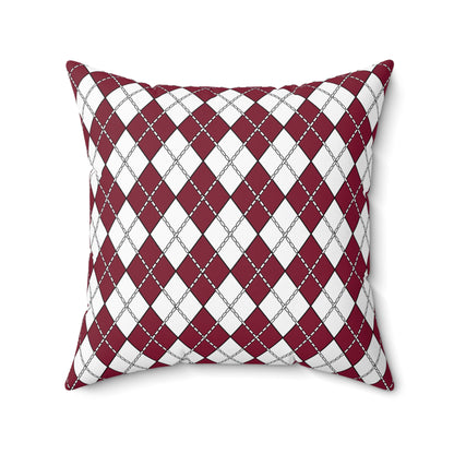 Claret, White Retro Argyle Cushion Pillow