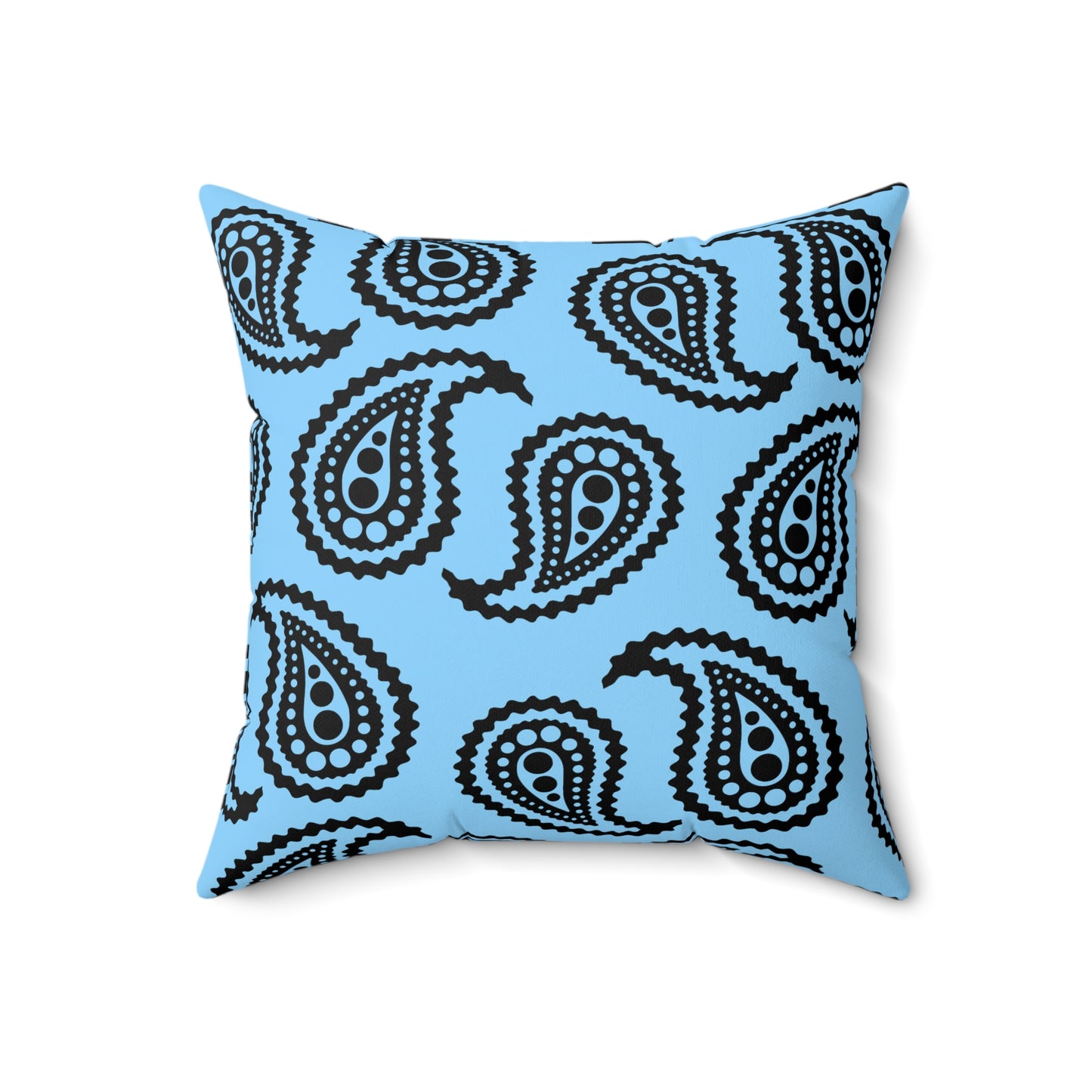Light Blue, Black Retro Paisley Cushion Pillow