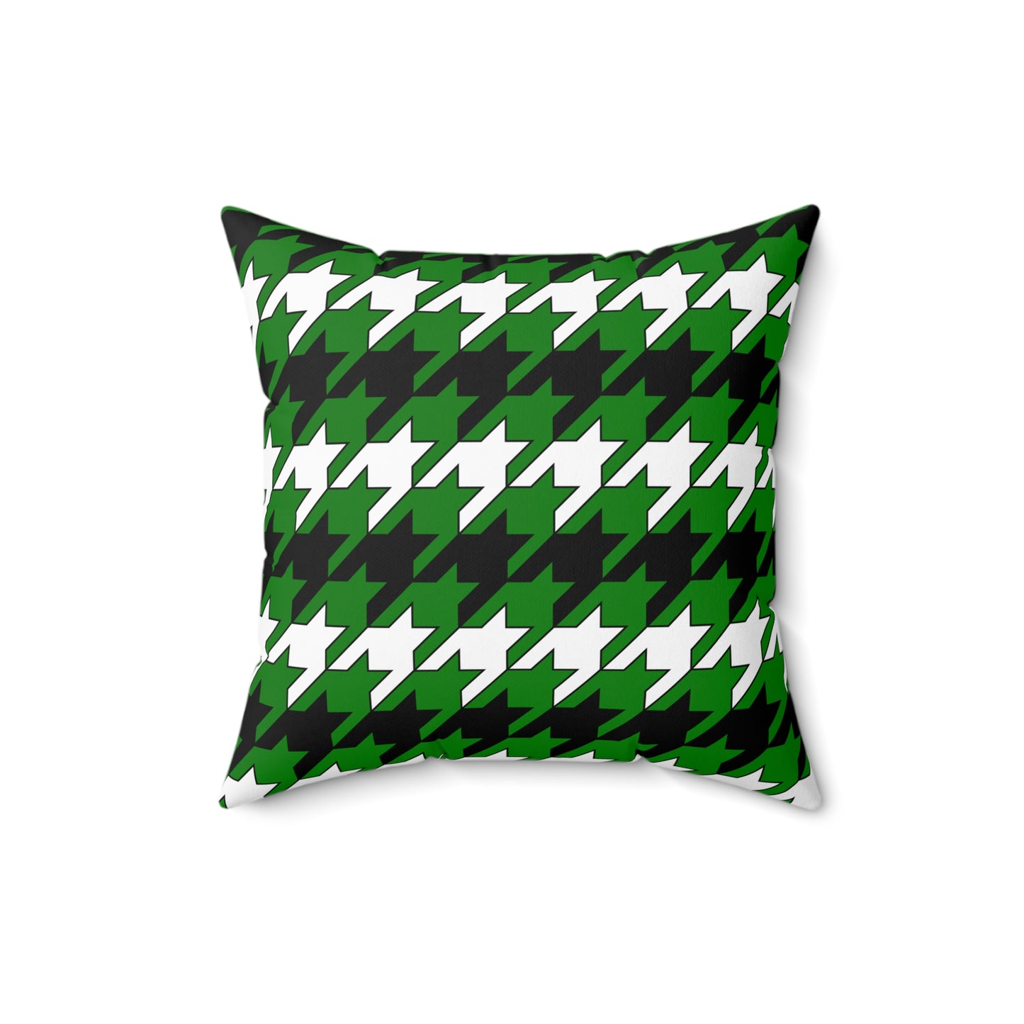 Green, Black, White Retro Houndstooth Cushion Pillow