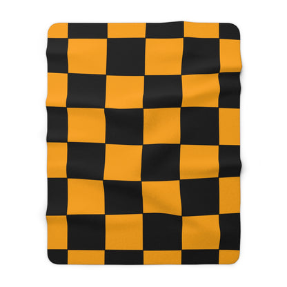 Orange, Black Retro Check Blanket Throw