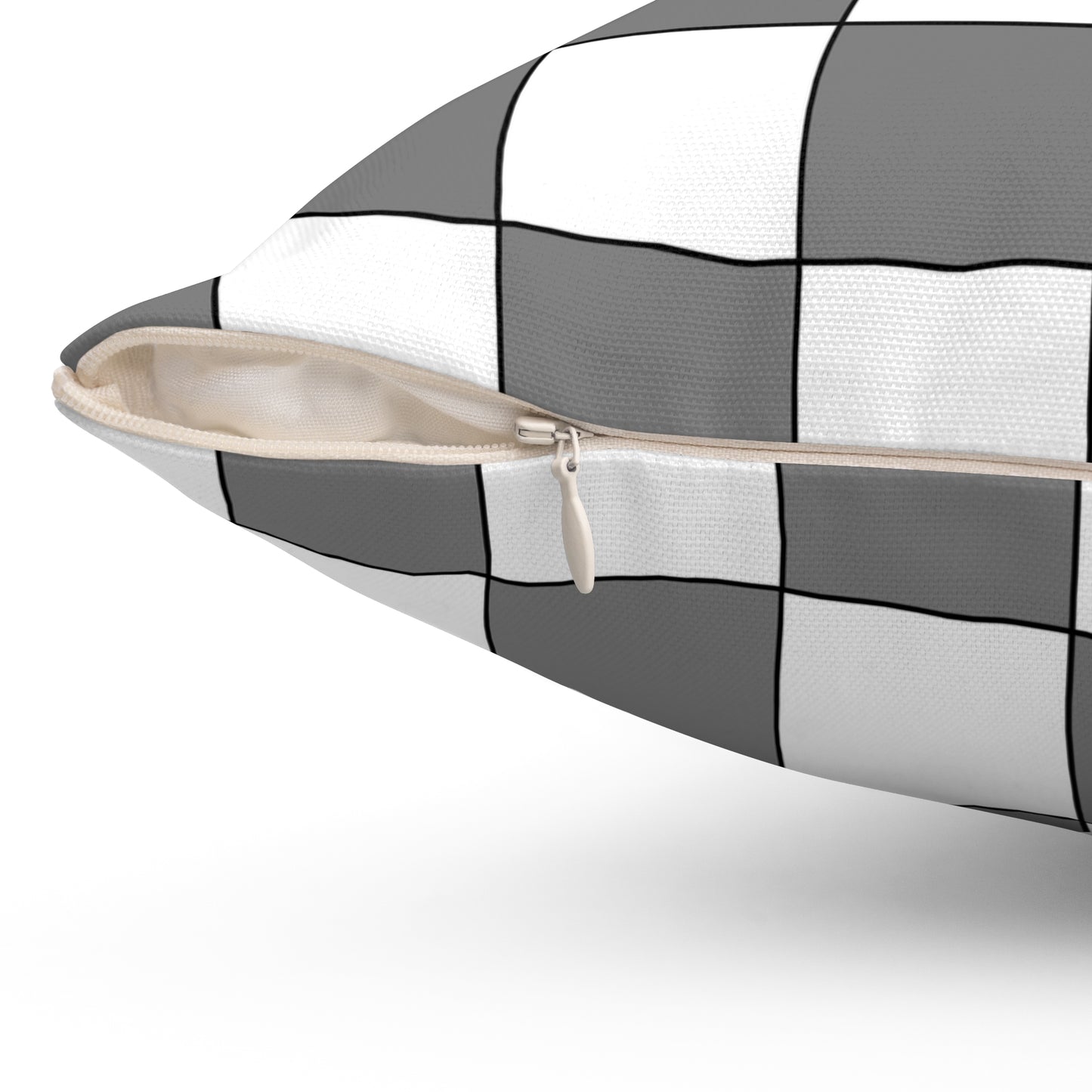 Grey, White Retro Check Cushion Pillow
