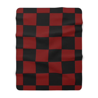 Maroon, Black Retro Check Blanket Throw