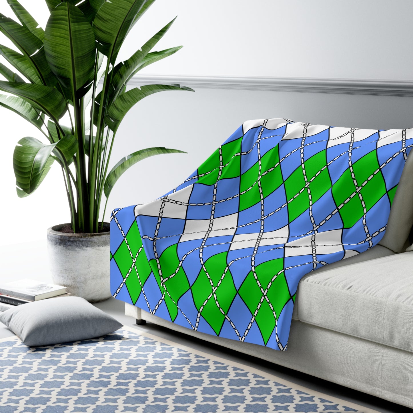 Djibouti Retro Argyle Blanket Throw