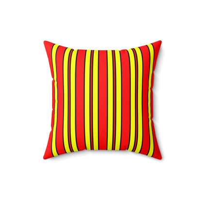 Red, Yellow Retro Stripes Cushion Pillow