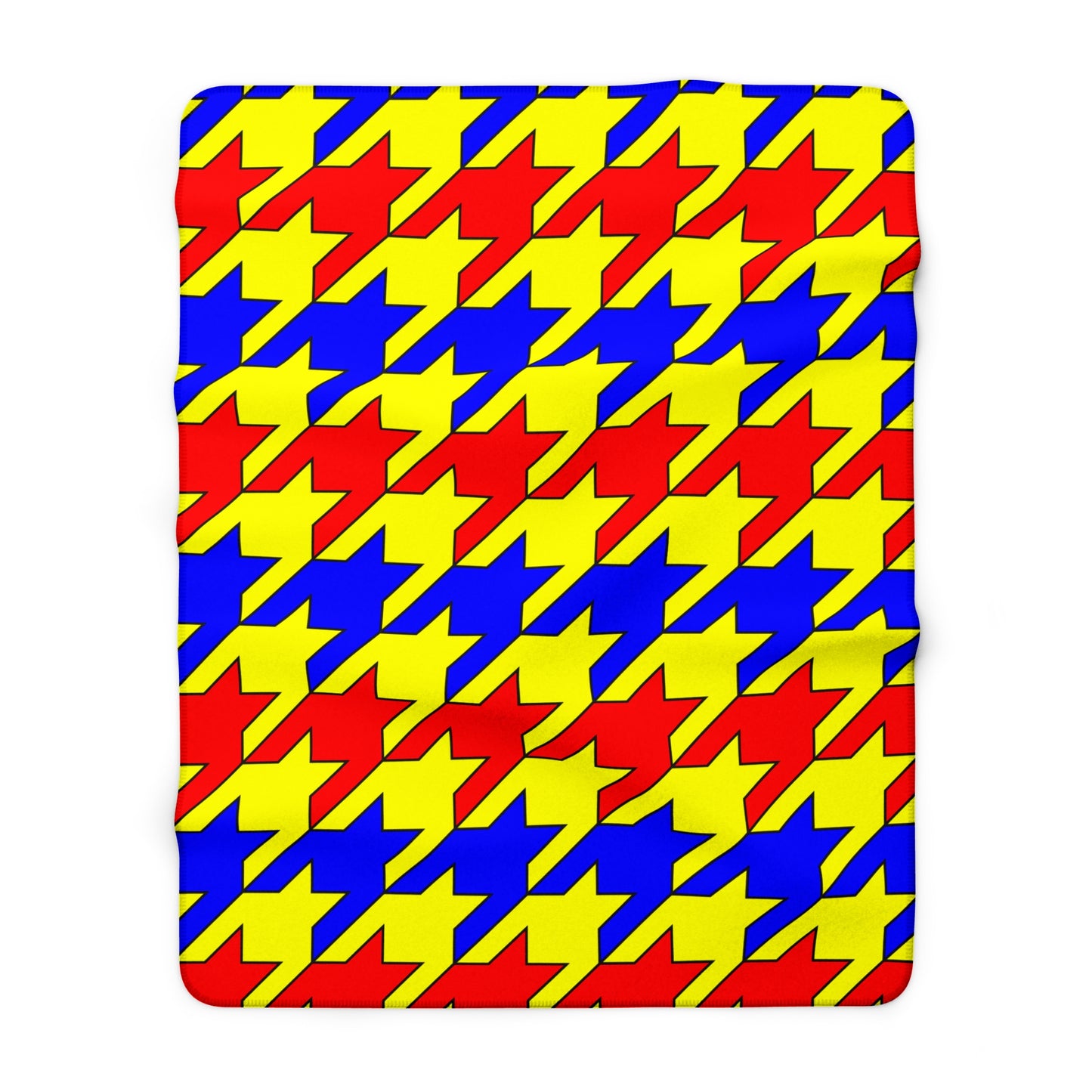 Yellow, Blue, Red Retro Houndstooth Blanket Throw