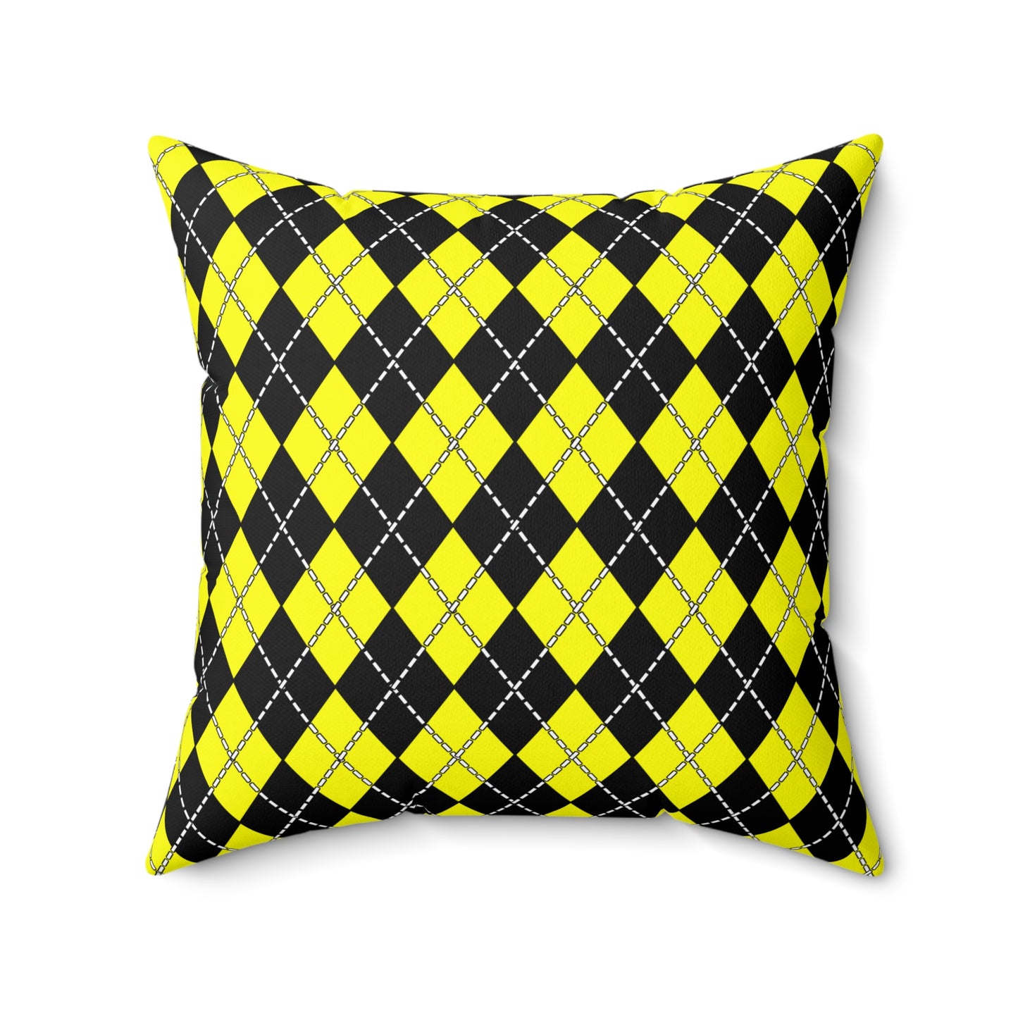 Yellow, Black Retro Argyle Cushion Pillow