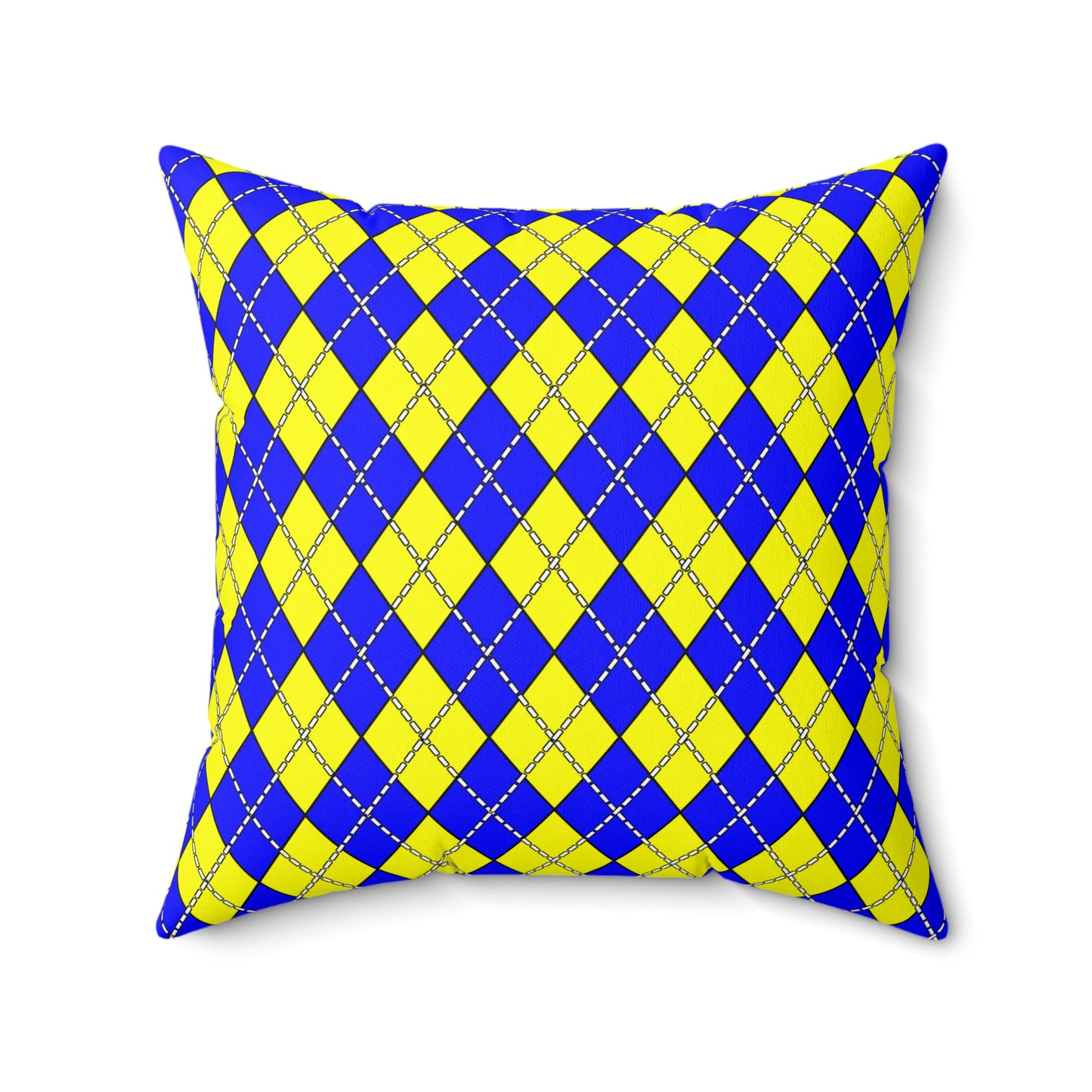 Blue, Yellow Retro Argyle Cushion Pillow
