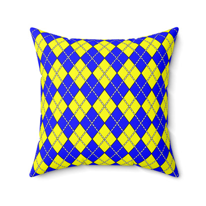 Blue, Yellow Retro Argyle Cushion Pillow