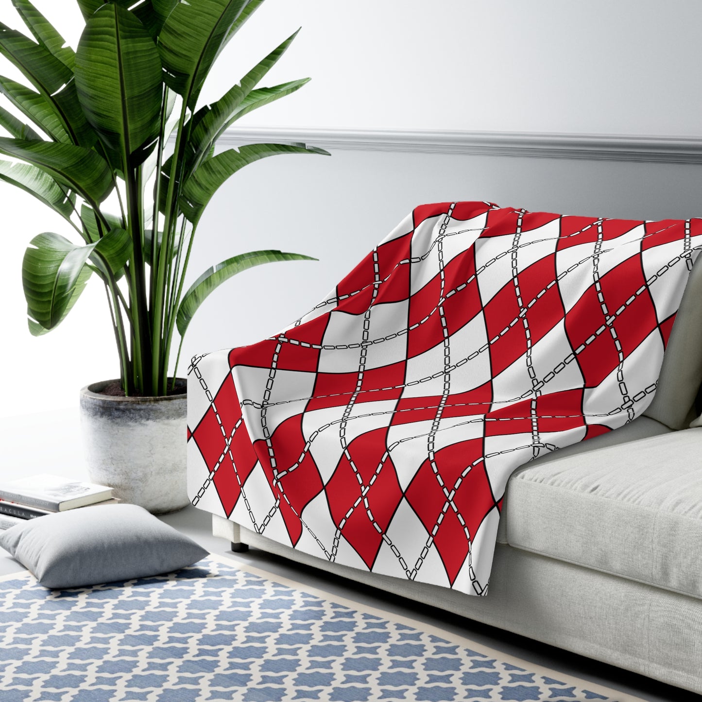 England Retro Argyle Blanket Throw
