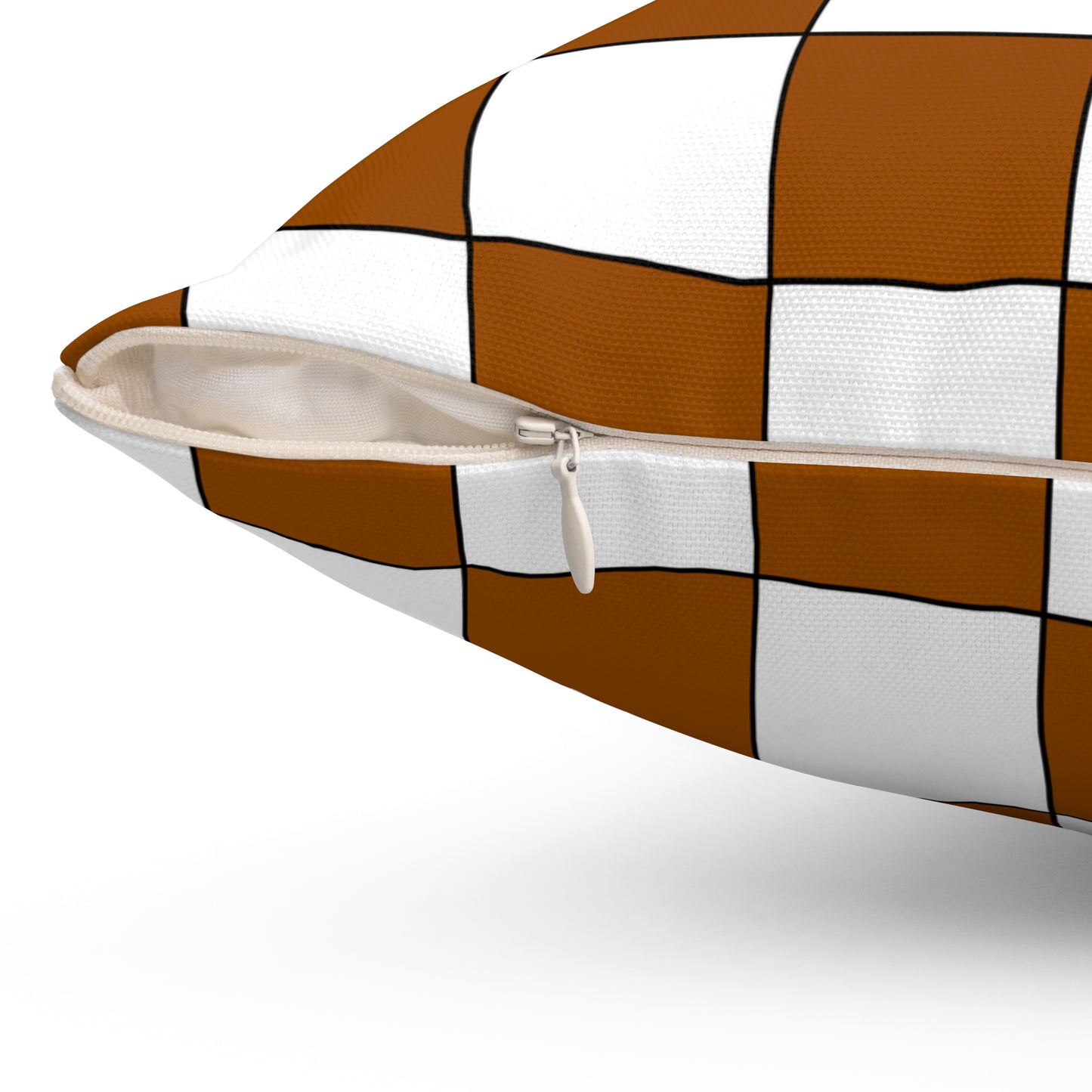 Brown, White Retro Check Cushion Pillow