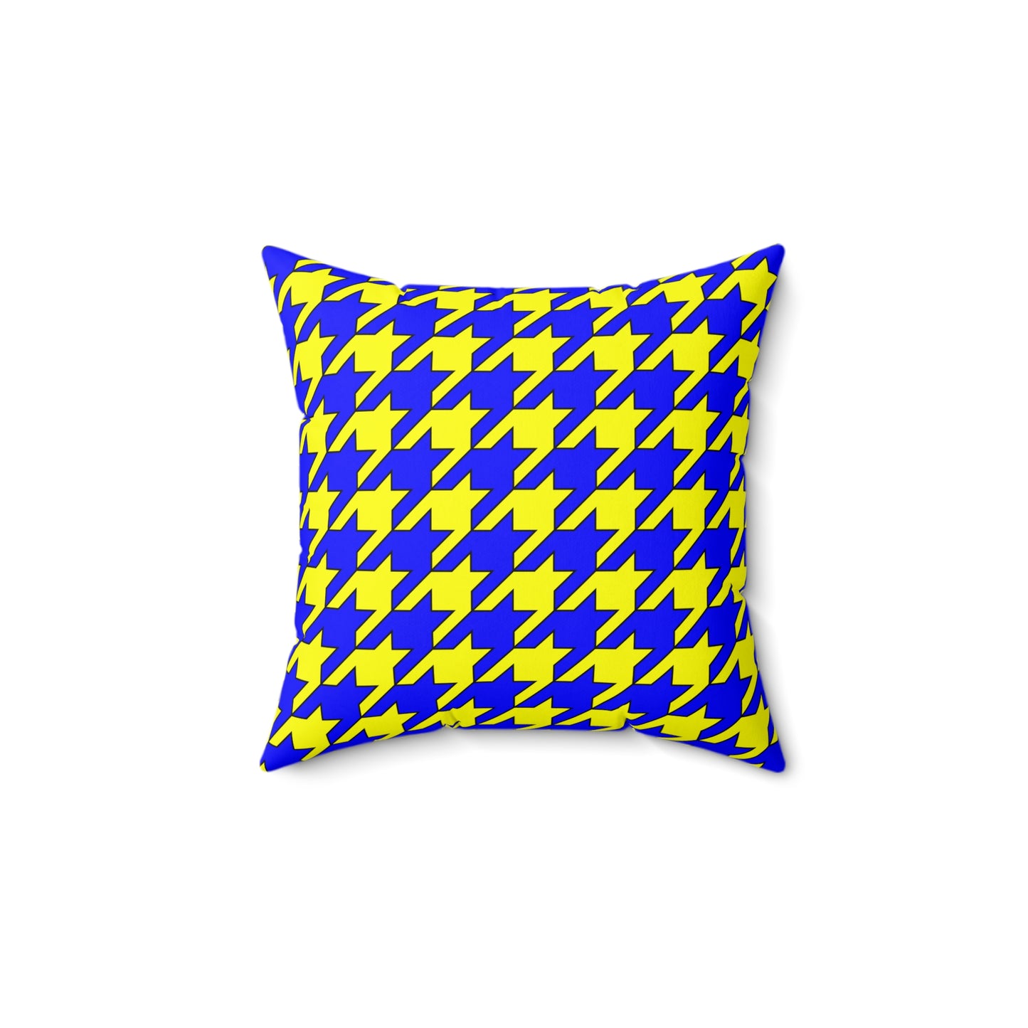 Yellow, Blue Retro Houndstooth Cushion Pillow