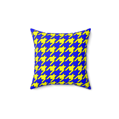 Yellow, Blue Retro Houndstooth Cushion Pillow