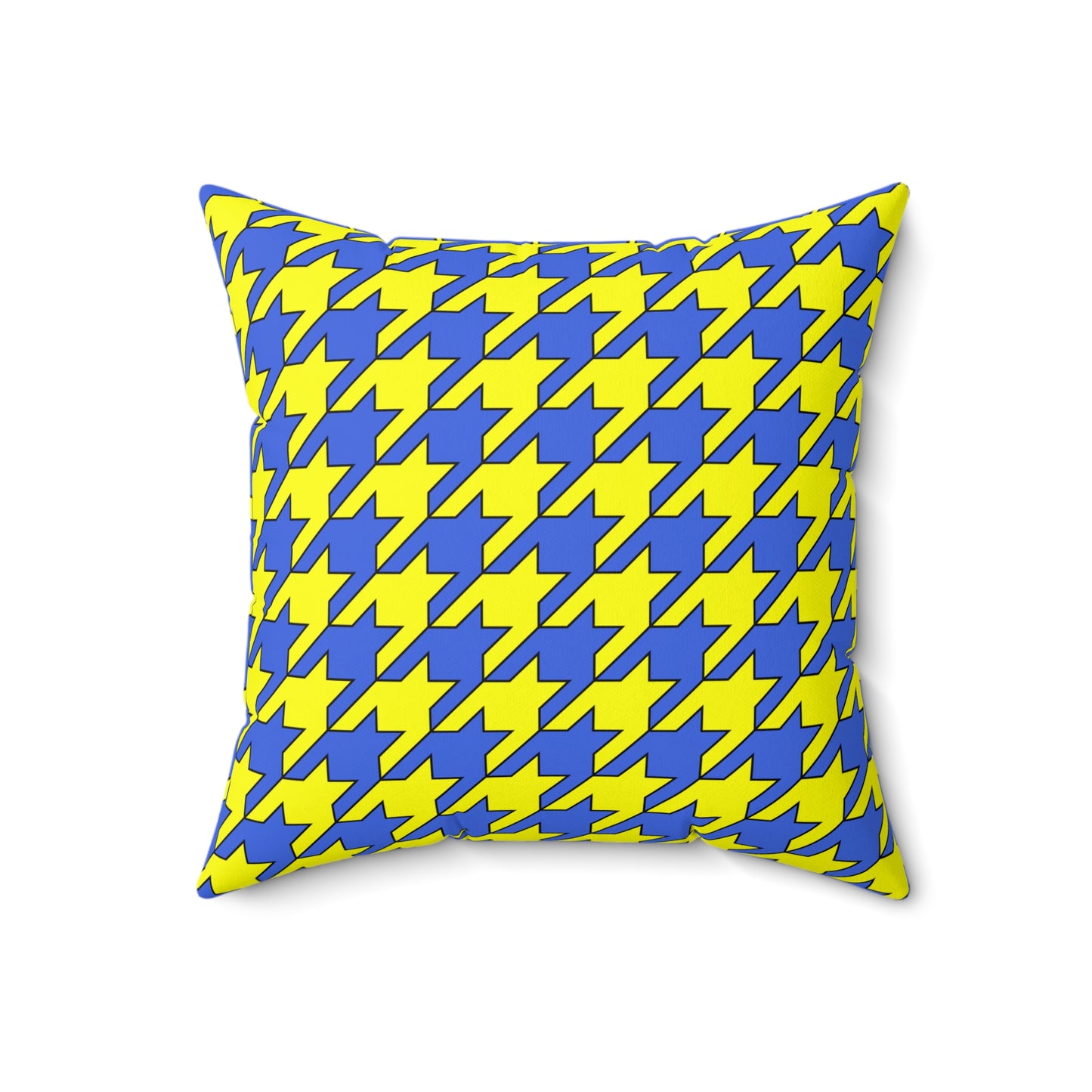 Royal Blue, Yellow Retro Houndstooth Cushion Pillow