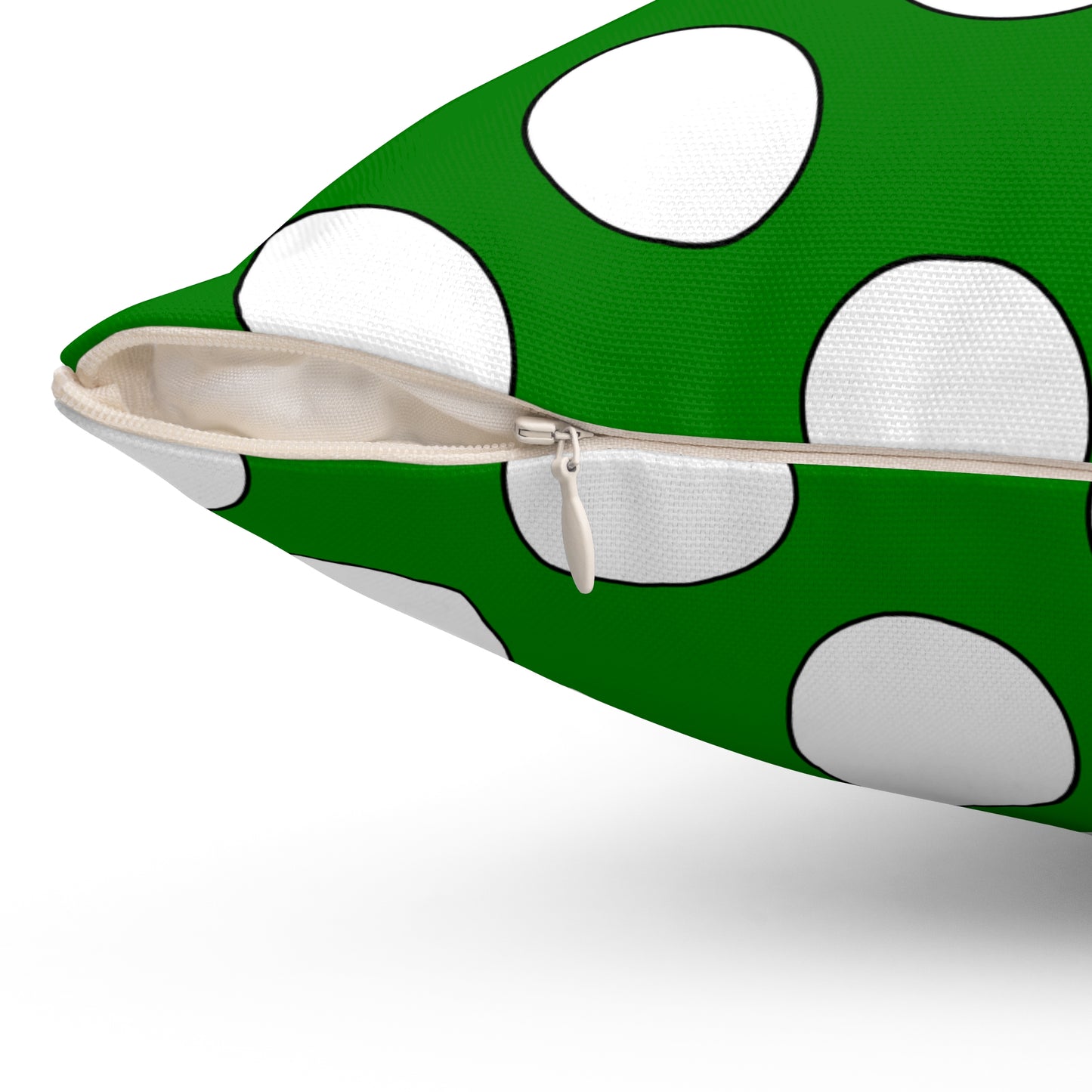 Green, White Retro Polka Dots Cushion Pillow