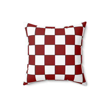 Dark Red, White Retro Check Cushion Pillow