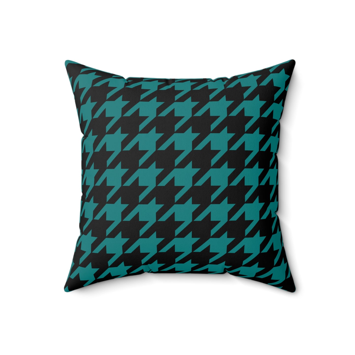 Teal, Black Retro Houndstooth Cushion Pillow