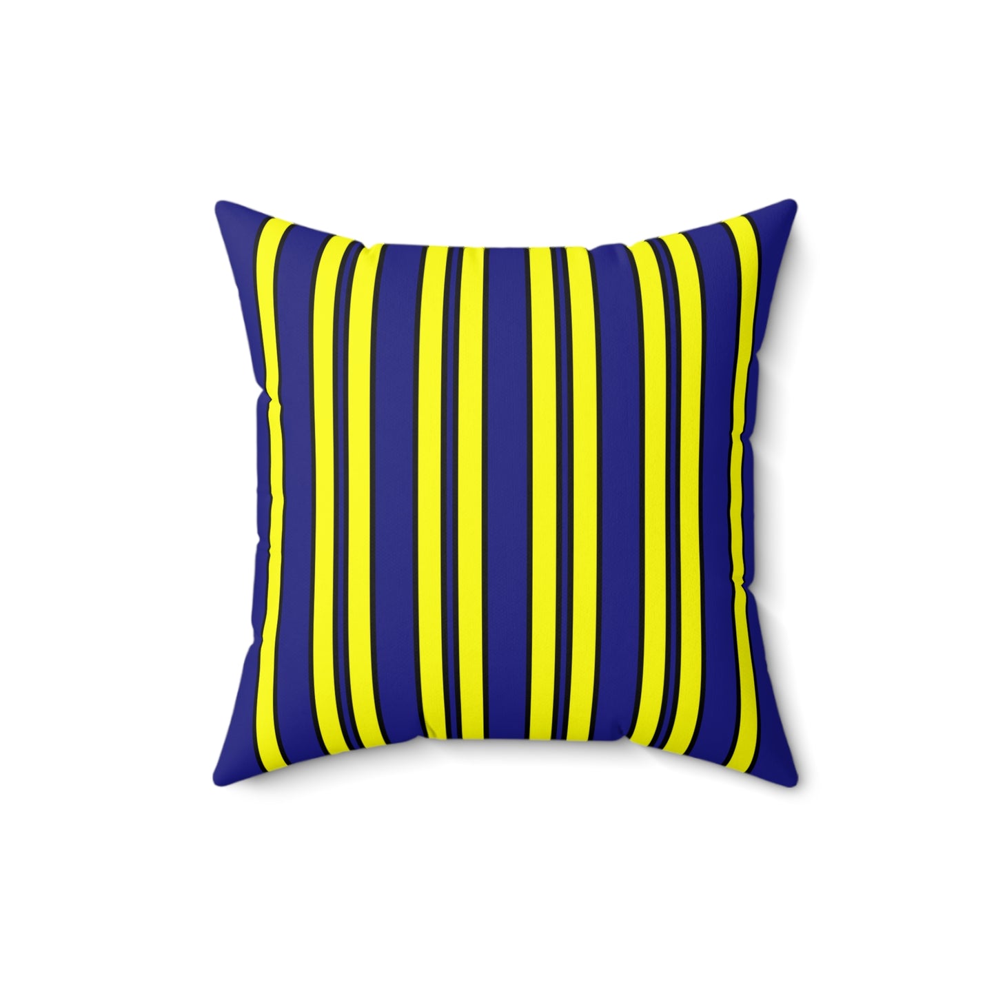 Navy Blue, Yellow Retro Stripes Cushion Pillow
