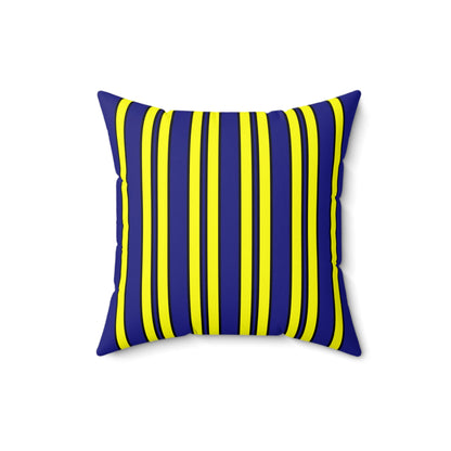 Navy Blue, Yellow Retro Stripes Cushion Pillow