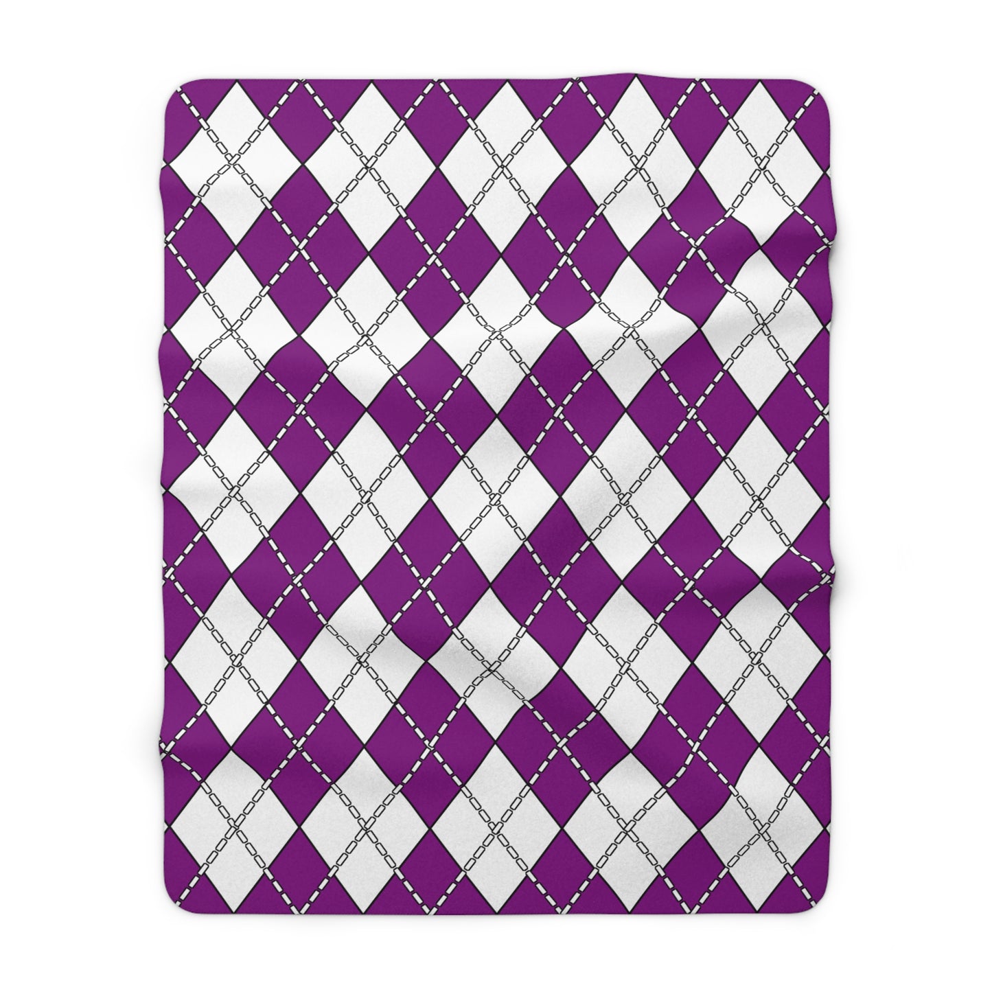 Purple, White Retro Argyle Blanket Throw