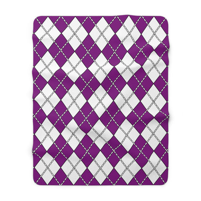 Purple, White Retro Argyle Blanket Throw