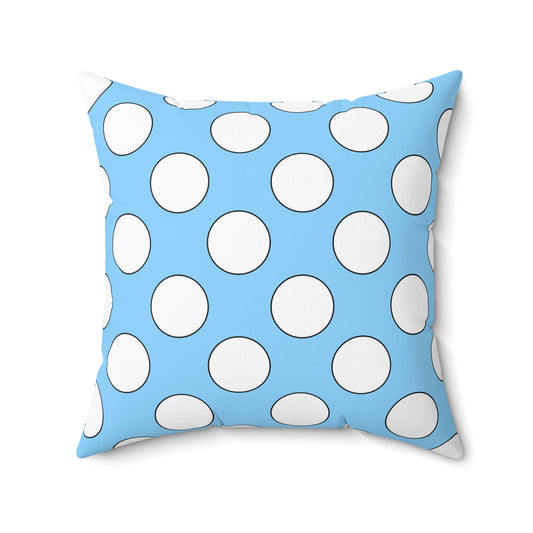 Light Blue, White Retro Polka Dots Cushion Pillow