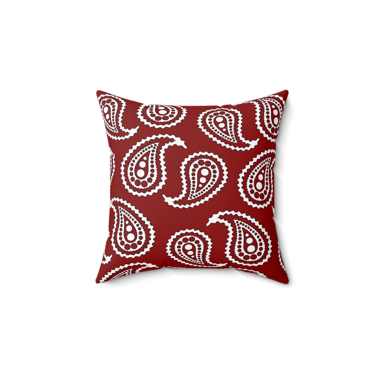 Dark Red, White Retro Paisley Cushion Pillow