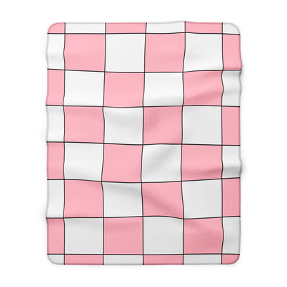 Pink, White Retro Check Blanket Throw