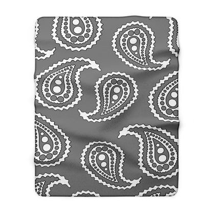 Grey, White Retro Paisley Blanket Throw