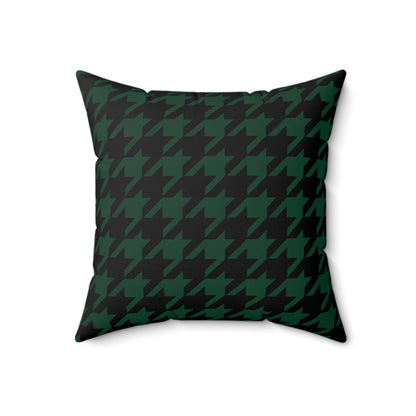 Dark Green, Black Retro Houndstooth Cushion Pillow