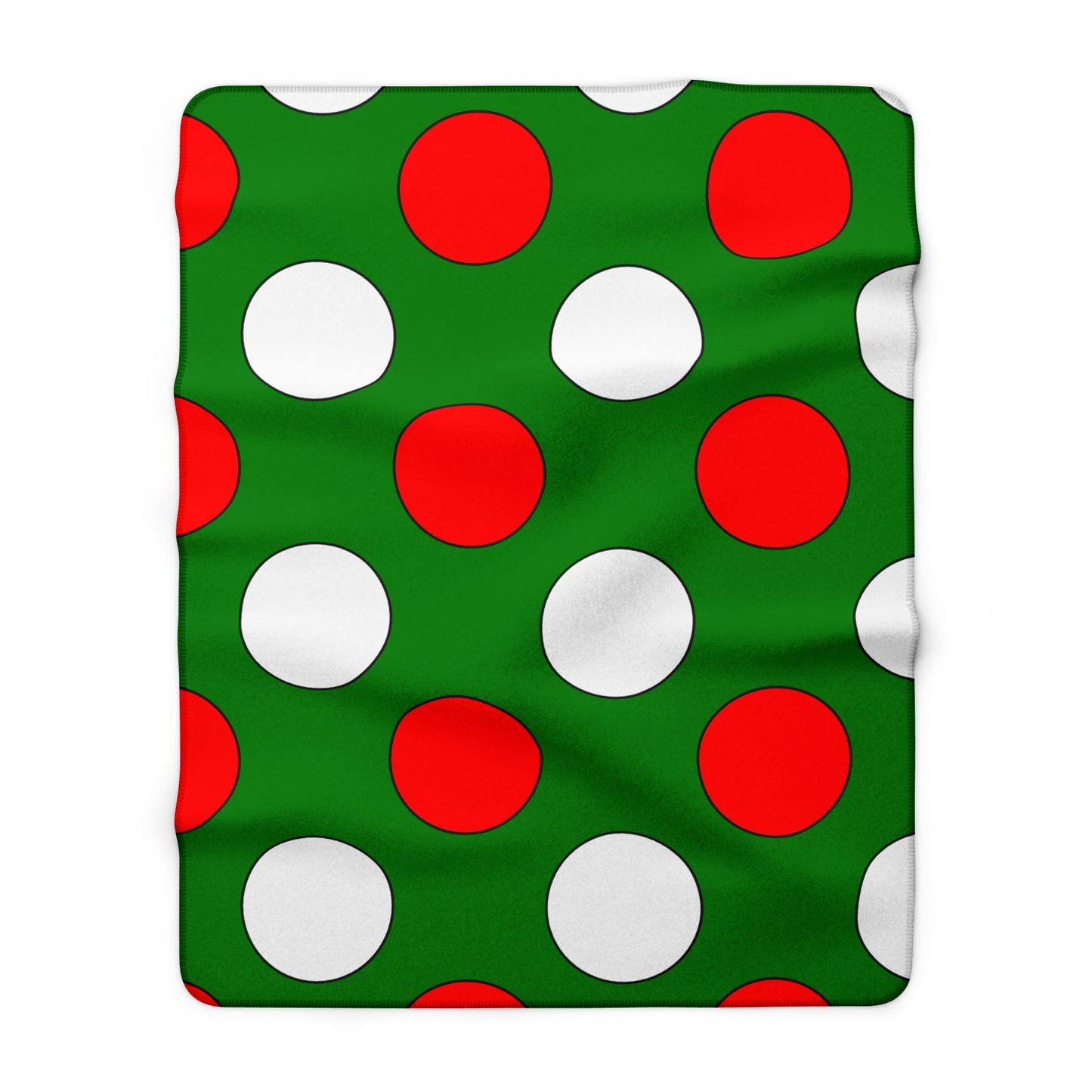 Green, White, Red Retro Polka Dots Blanket Throw