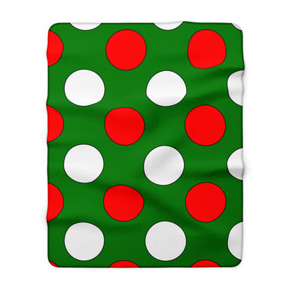 Green, White, Red Retro Polka Dots Blanket Throw