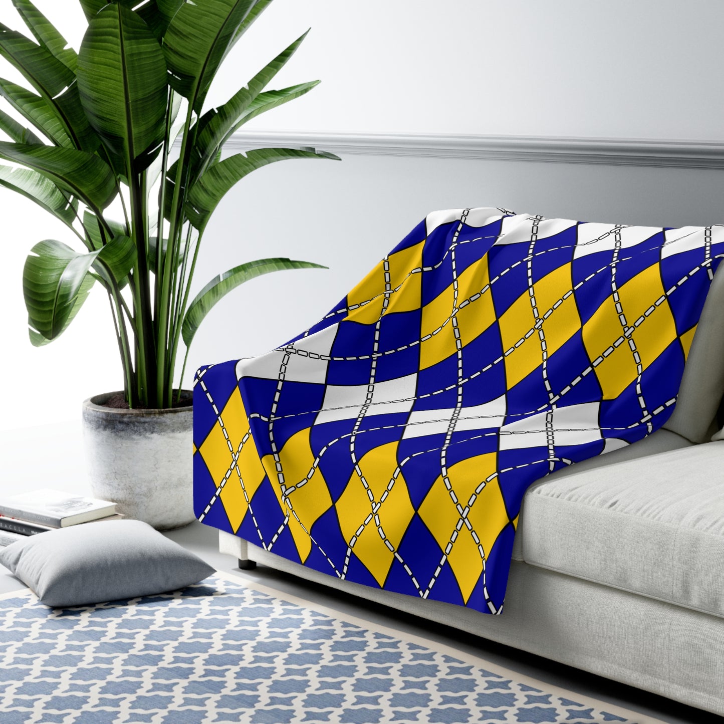 Bosnia And Herzegovina Retro Argyle Blanket Throw