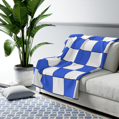 Royal Blue, White Retro Check Blanket Throw