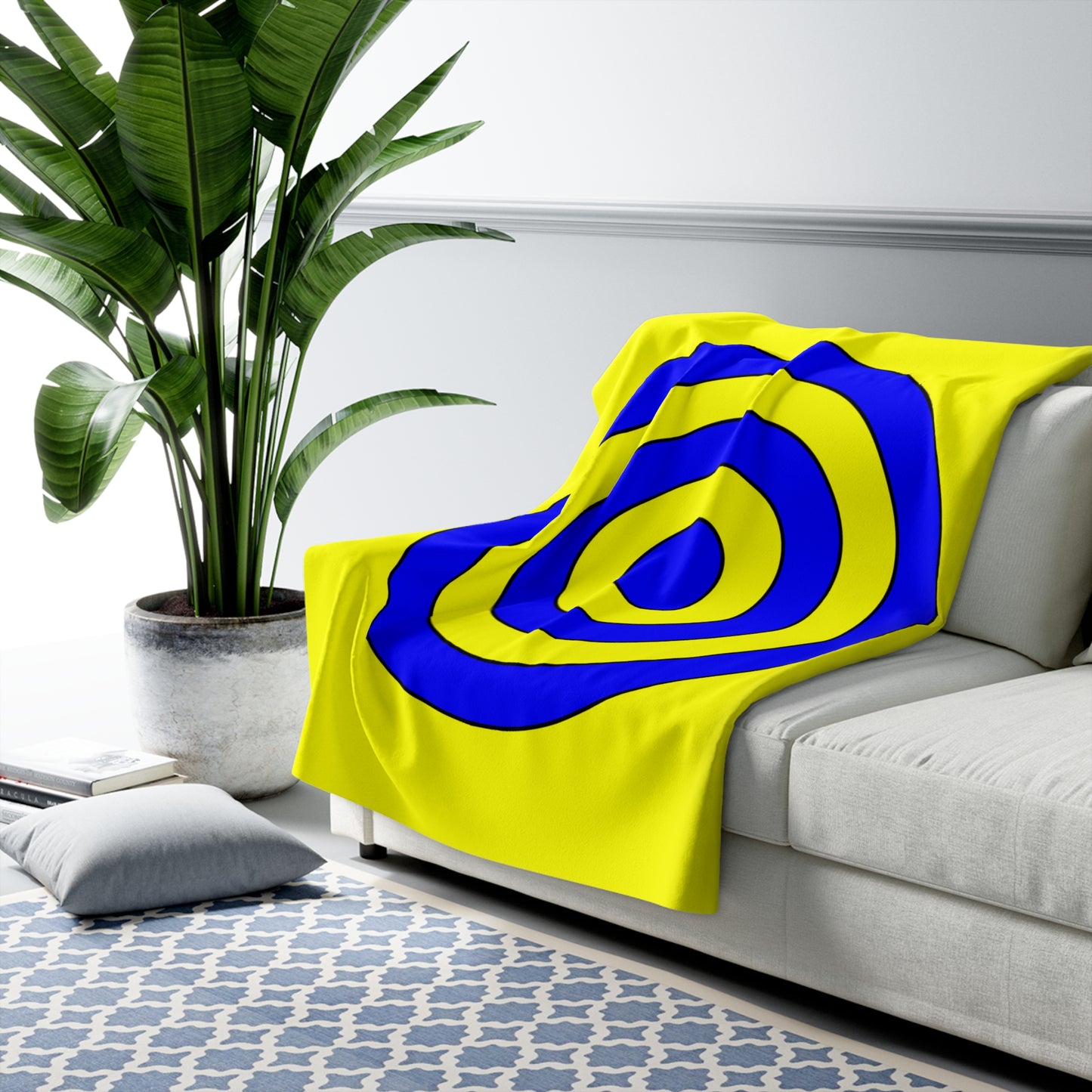 Yellow, Blue Retro Target Blanket Throw