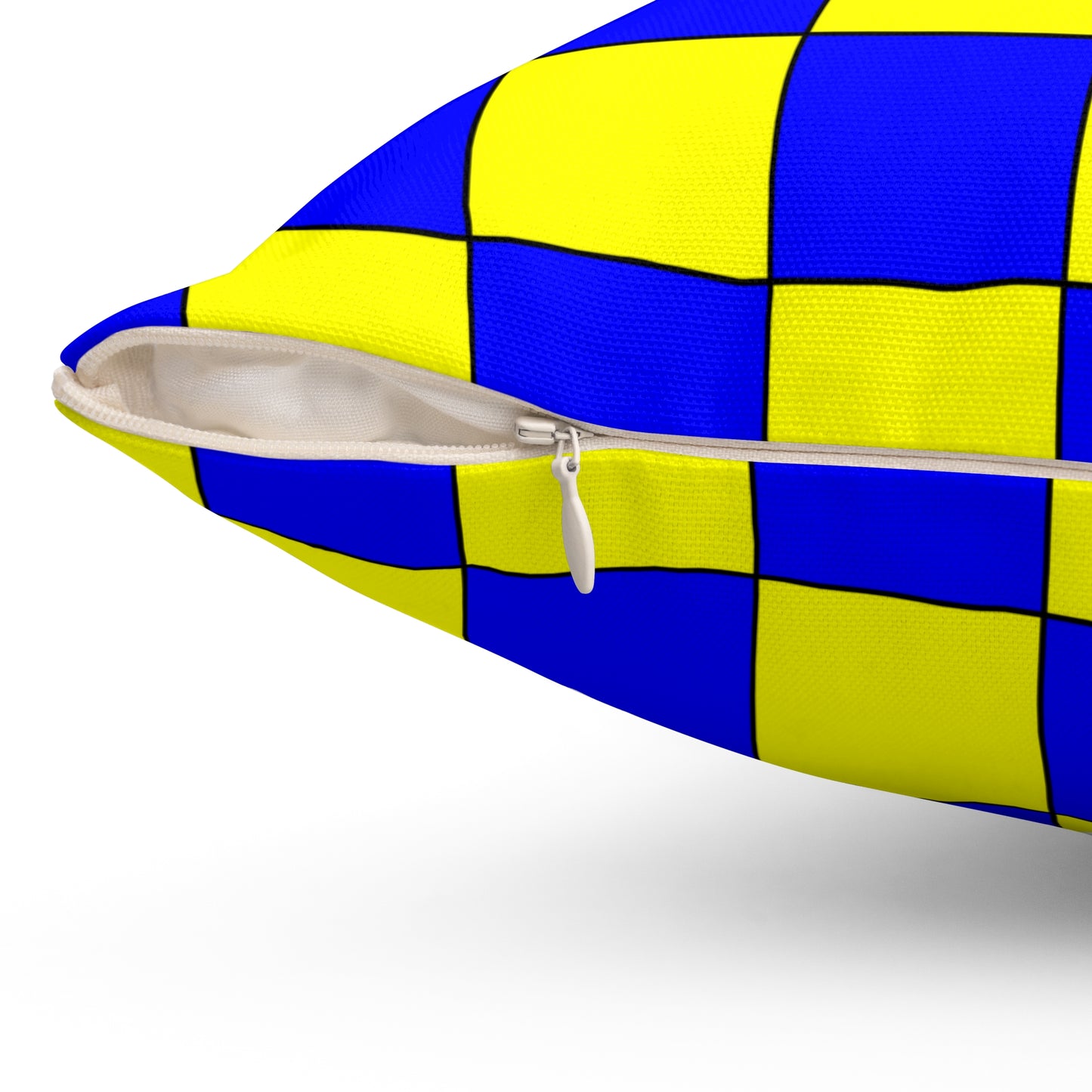 Blue, Yellow Retro Check Cushion Pillow