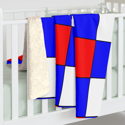 Blue, White Red Retro Check Blanket Throw